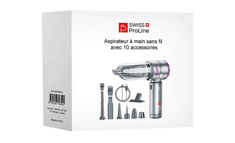 Aspirateur à main sans fil avec 10 accessoires Swiss ProLine